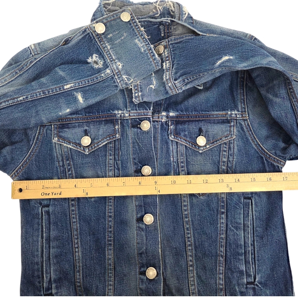 Rag & Bone Distressed Denim Jacket Womens XS Blue Jean Destroyed - Picture 8 of 13